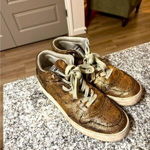 Metallic Gold Low-Top Sneakers for women
